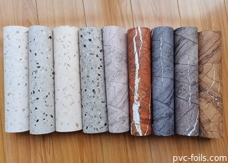 Film decorativo in PVC di marmo lucido per rivestimento di mobili a pressione a vuoto