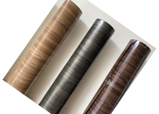 Pellicola per mobili in PVC per interni in tinta unita da 0,30 mm con venature del legno per credenza