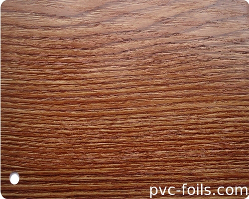 Film di laminazione in PVC di quercia d'oro per la decorazione della superficie del pannello di vetrina di plastica