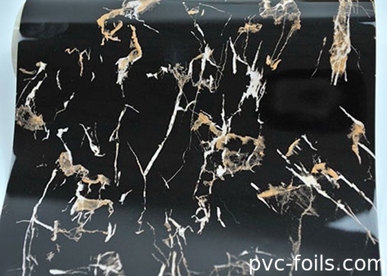 Film decorativi in PVC a granello di marmo nero ad alto lucido per la laminazione 2D, impermeabili