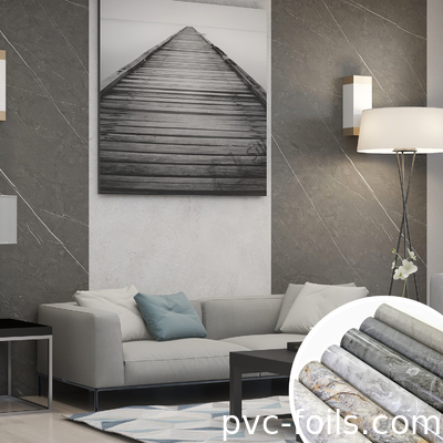 Fogli decorativi in PVC di grano di marmo per facciate di mobili di alta qualità
