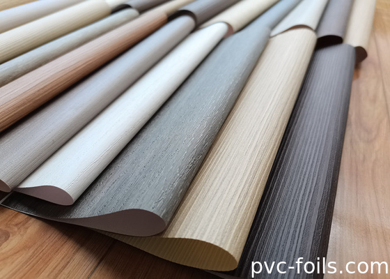 Pellicola di avvolgimento in PVC a grani di legno di teak per progetti di ristrutturazione di mobili