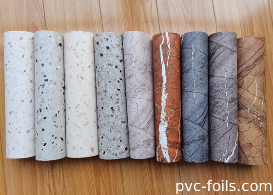 Film decorativo in PVC di marmo lucido per rivestimento di mobili a pressione a vuoto