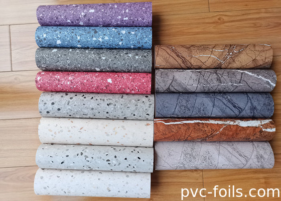 Film decorativo in PVC di marmo lucido per rivestimento di mobili a pressione a vuoto