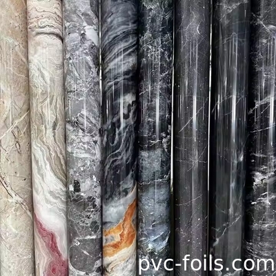 Film decorativo in PVC di marmo stampato digitalmente per pannelli di mobili e progetti di laminazione