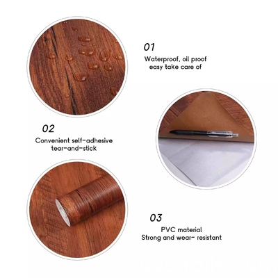 Film di vinile in PVC rimovibile autoadesivo a grani di legno per rivestimento dei mobili