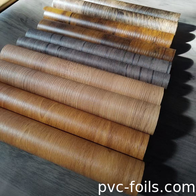 0.14mm PVC Decorative Laminating Film Tessitura in legno Film in rilievo Disegno in legno per foglio laminato