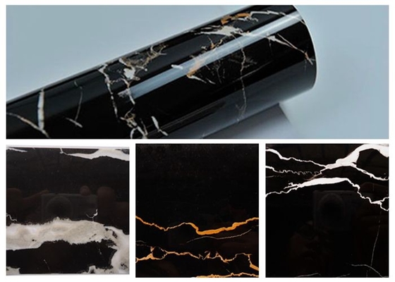 Involucro di marmo del vinile della decorazione del granito del PVC del nero autoadesivo domestico del film per i controsoffitti